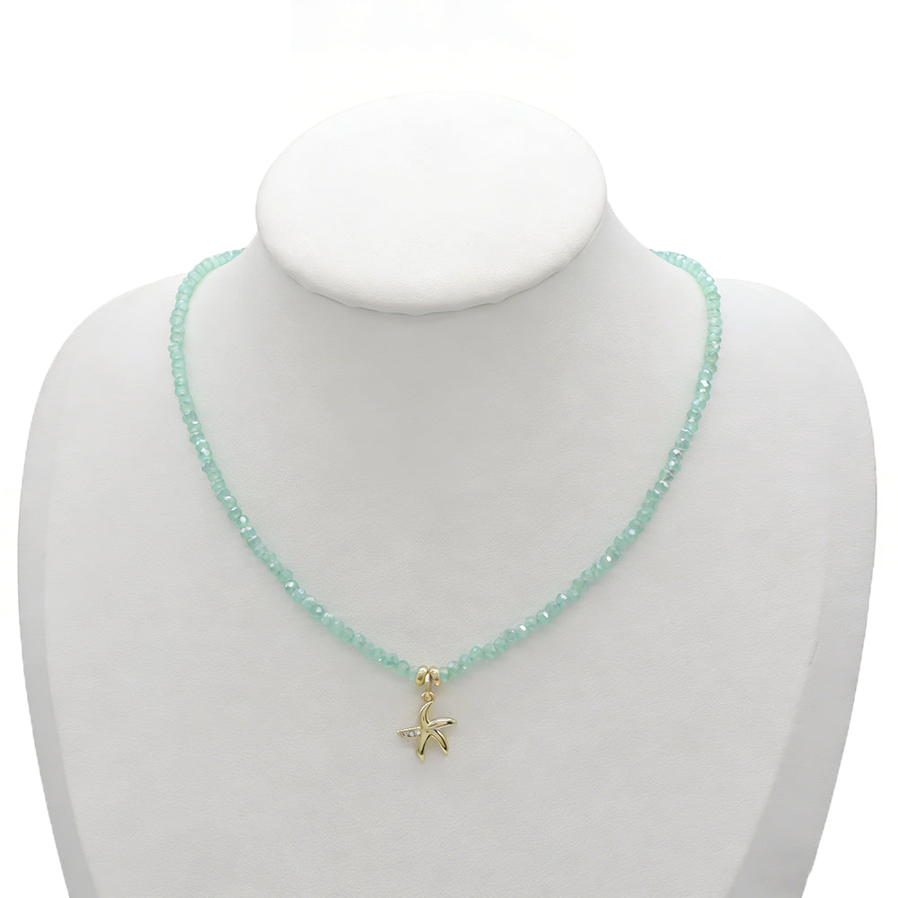 Handmade Customizable Glass Crystal Necklace With Brass Pendant