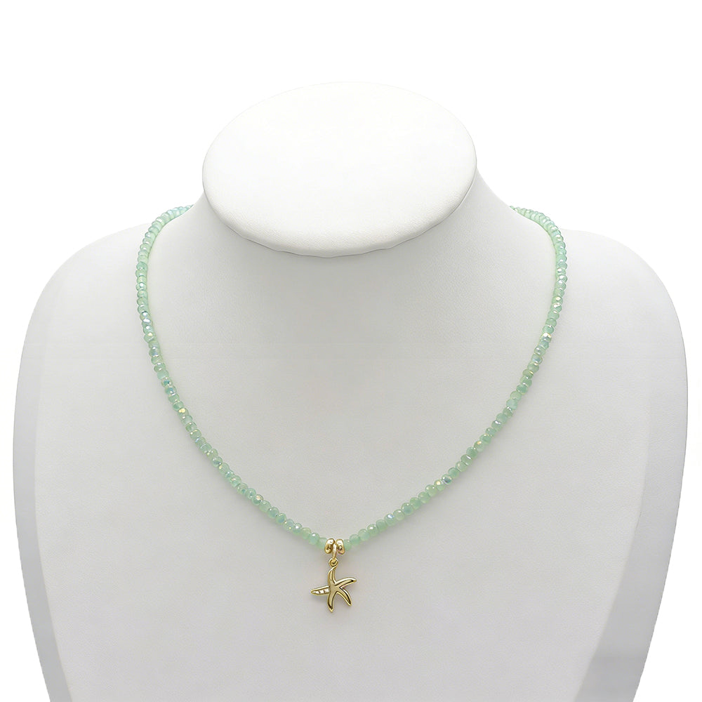 Handmade Customizable Glass Crystal Necklace With Brass Pendant