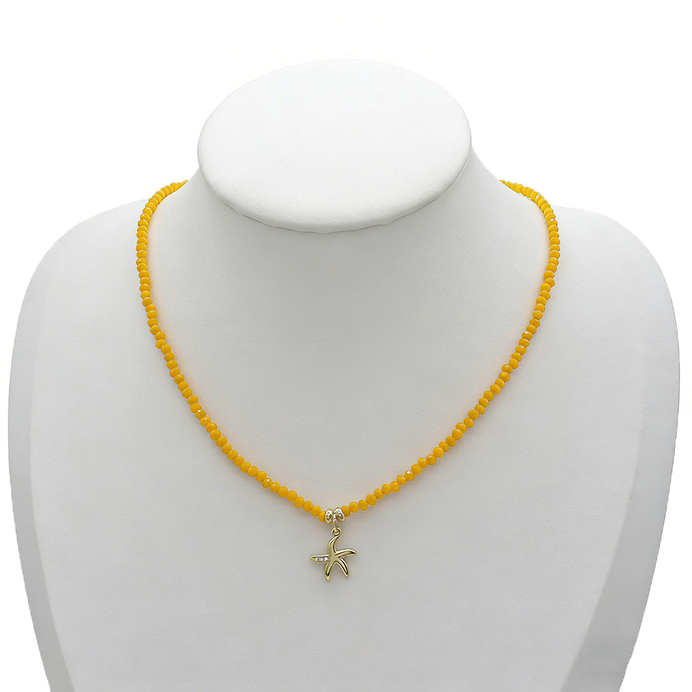 Handmade Customizable Glass Crystal Necklace With Brass Pendant