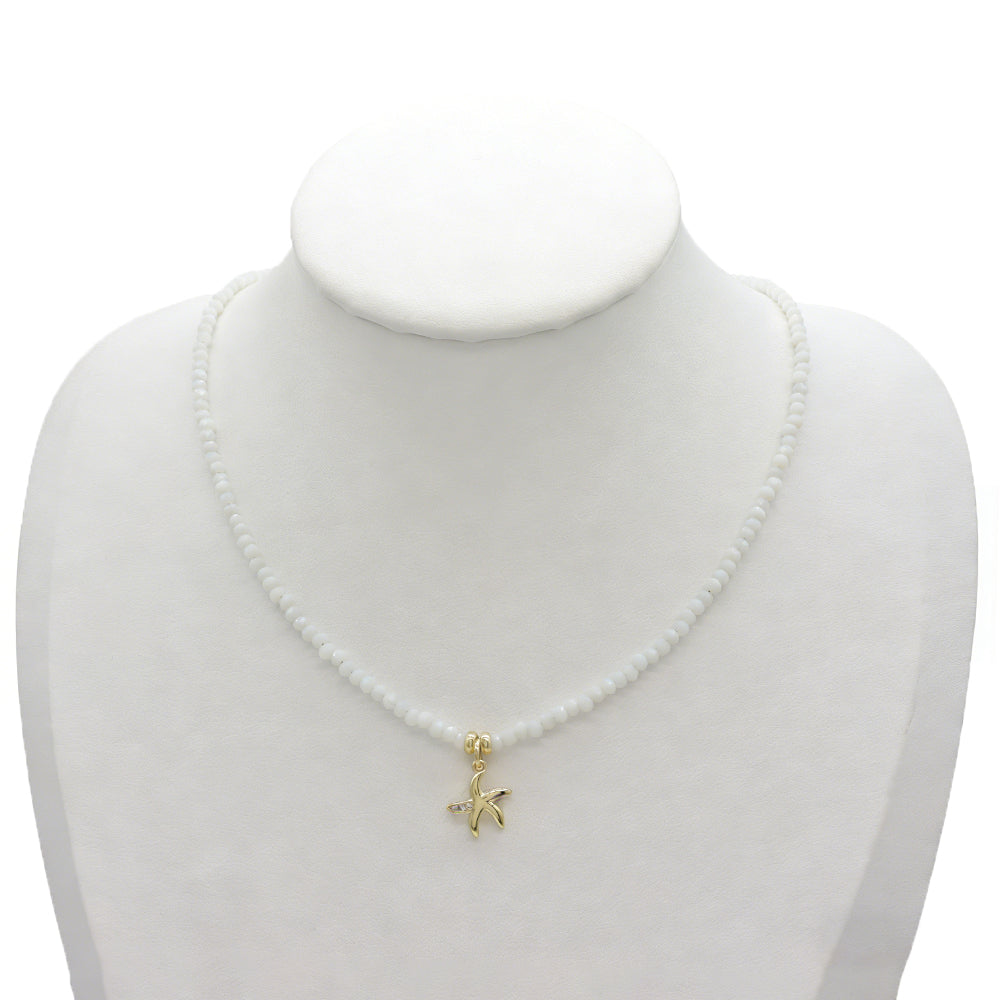 Handmade Customizable Glass Crystal Necklace With Brass Pendant
