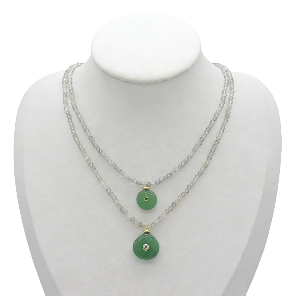 Handmade Customizable Natural Stone Beads Necklace With Natural Stone Pendant