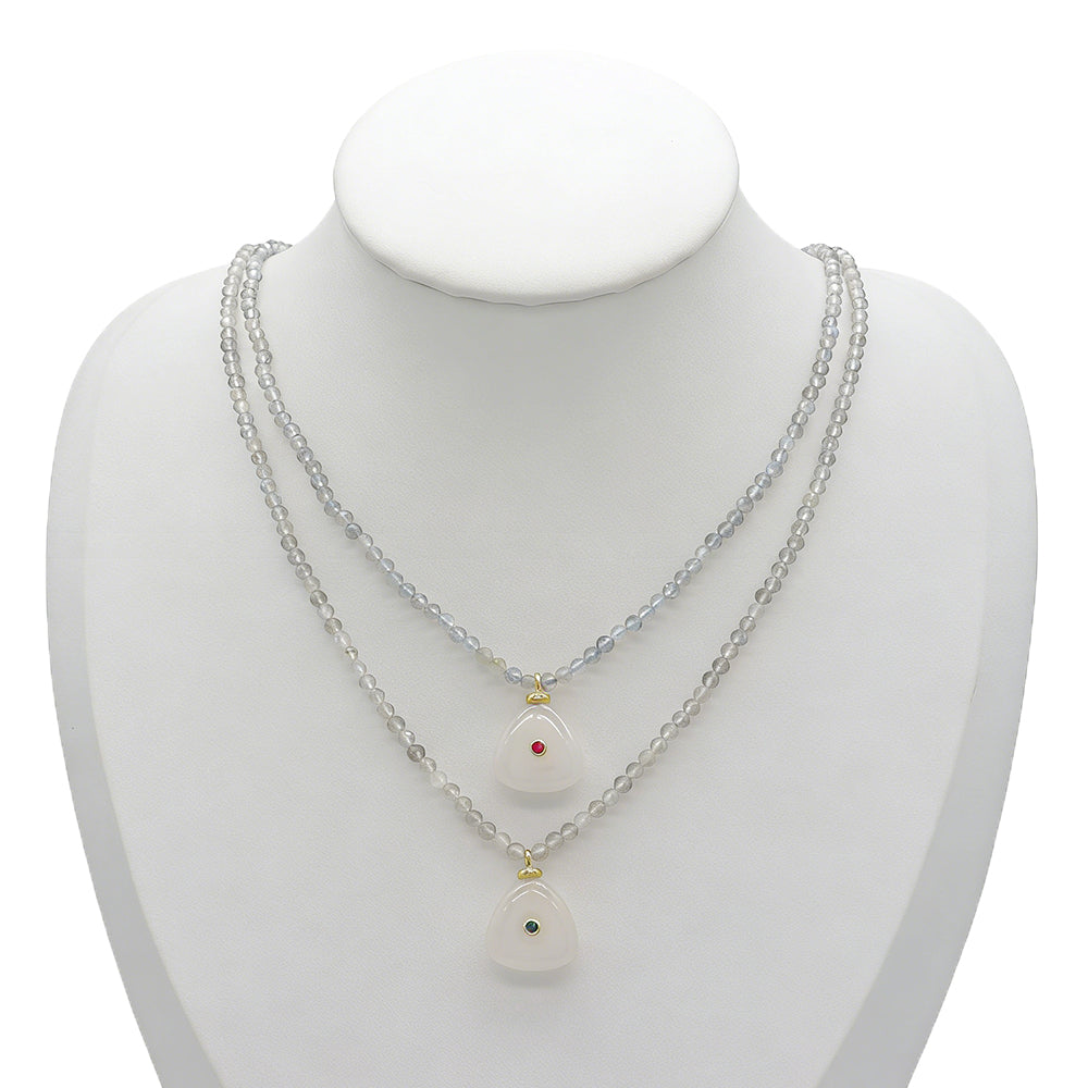 Handmade Customizable Natural Stone Beads Necklace With Natural Stone Pendant