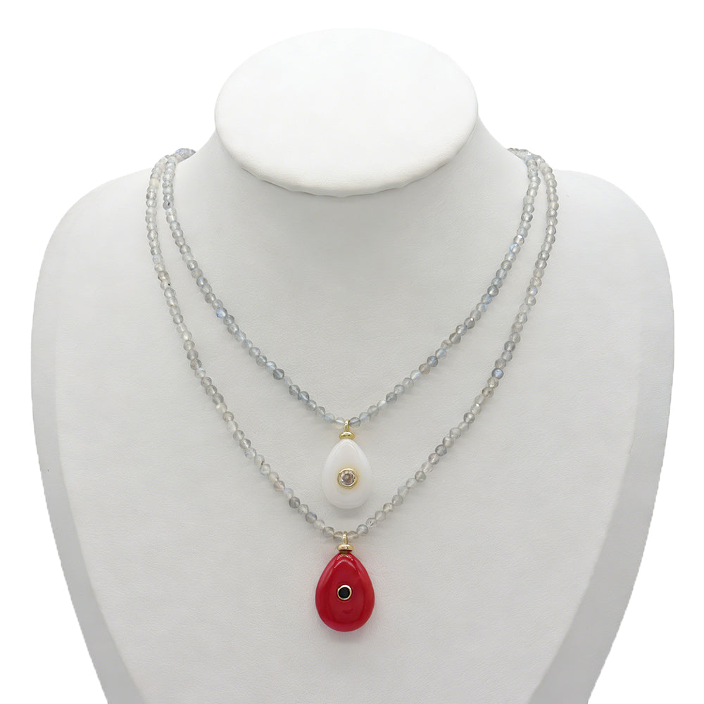 Handmade Customizable Natural Stone Beads Necklace With Natural Stone Pendant