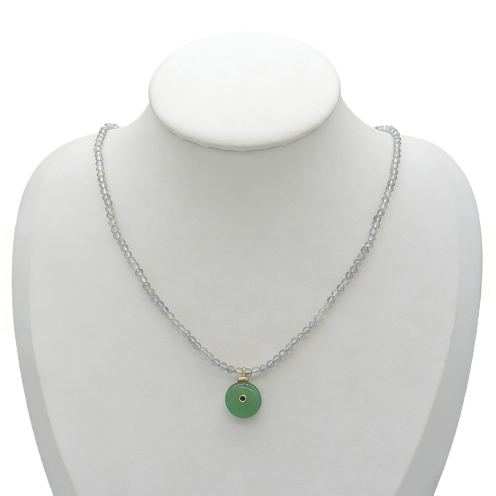 Handmade Customizable Natural Stone Beads Necklace With Natural Stone Pendant
