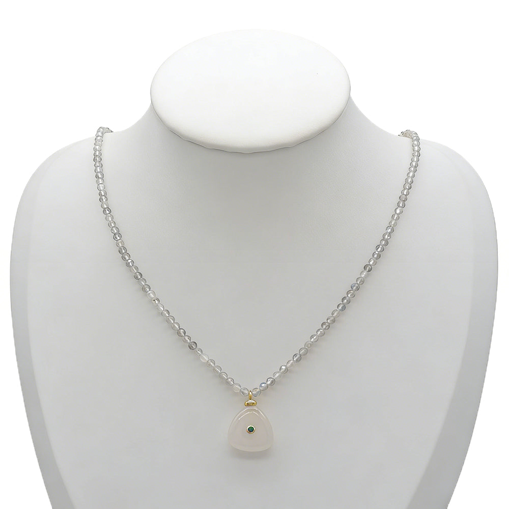 Handmade Customizable Natural Stone Beads Necklace With Natural Stone Pendant