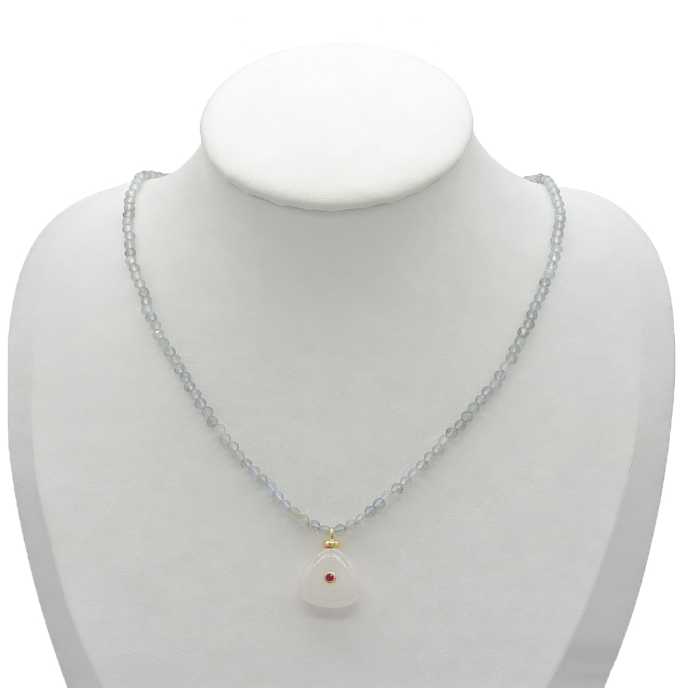 Handmade Customizable Natural Stone Beads Necklace With Natural Stone Pendant