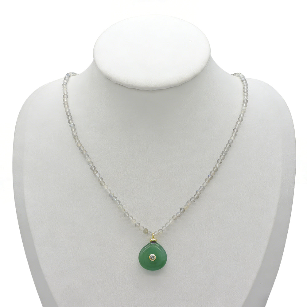 Handmade Customizable Natural Stone Beads Necklace With Natural Stone Pendant