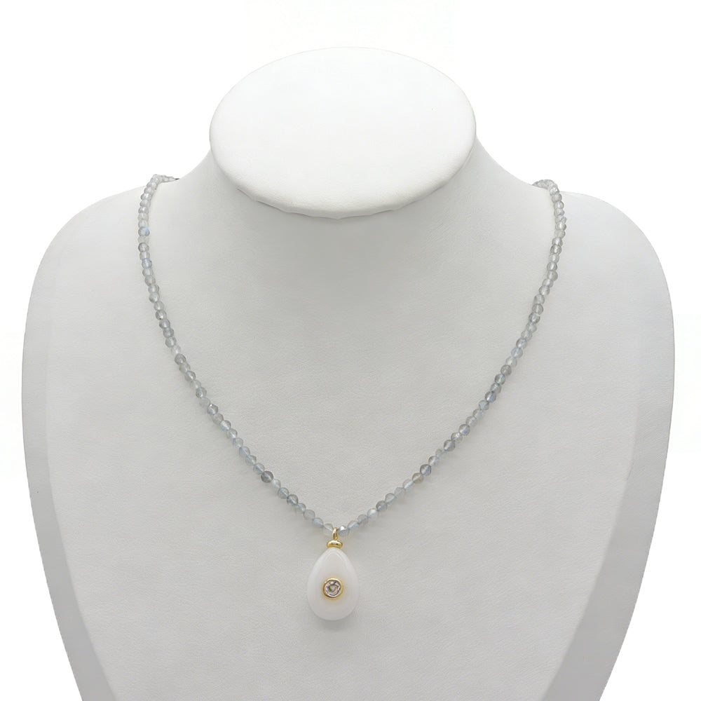 Handmade Customizable Natural Stone Beads Necklace With Natural Stone Pendant