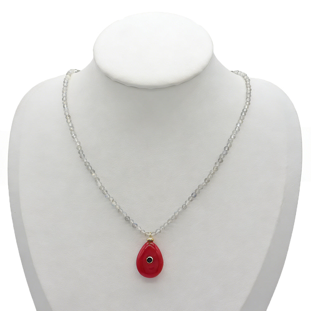 Handmade Customizable Natural Stone Beads Necklace With Natural Stone Pendant