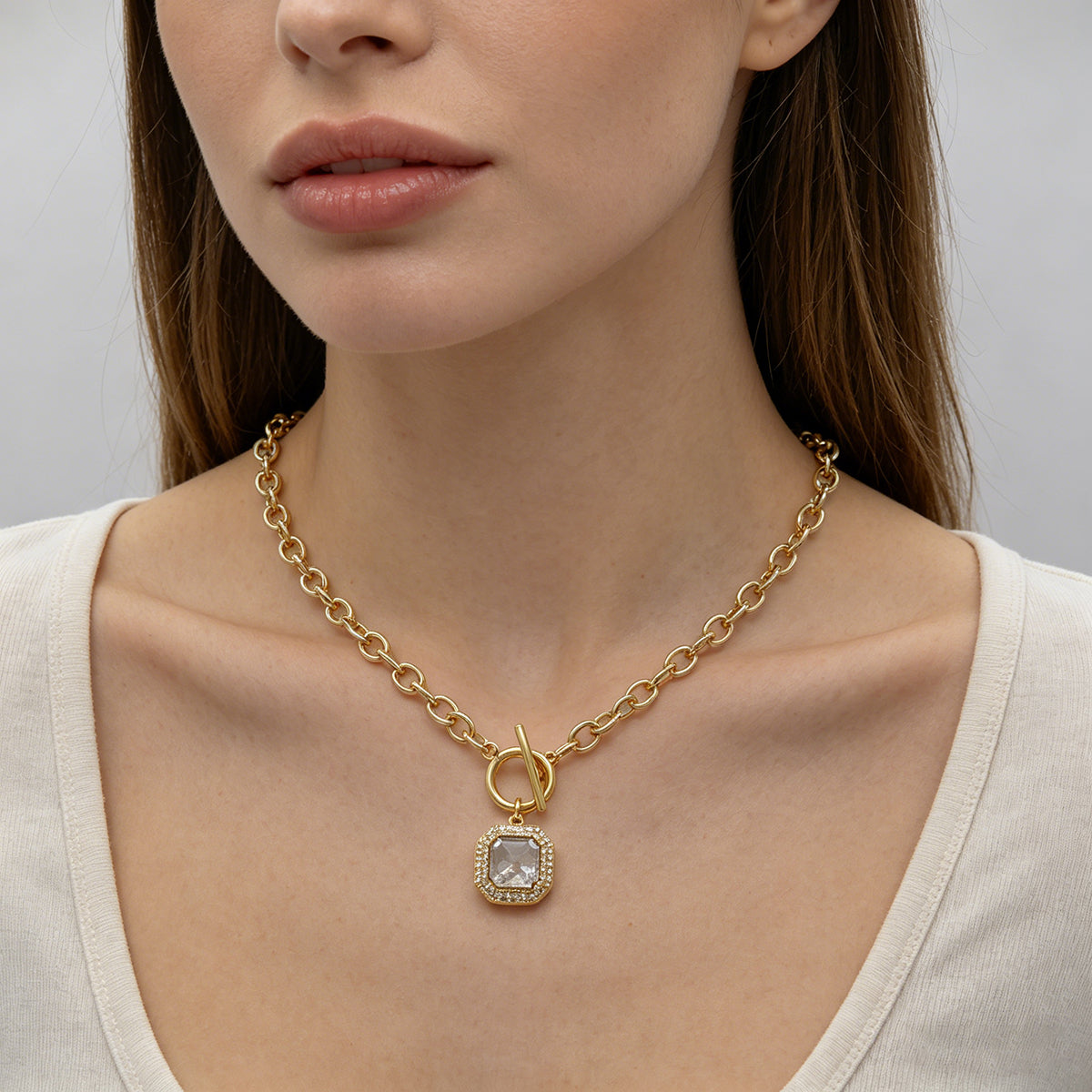 Handmade Customizable CZ Pendant Gold Plated Necklace