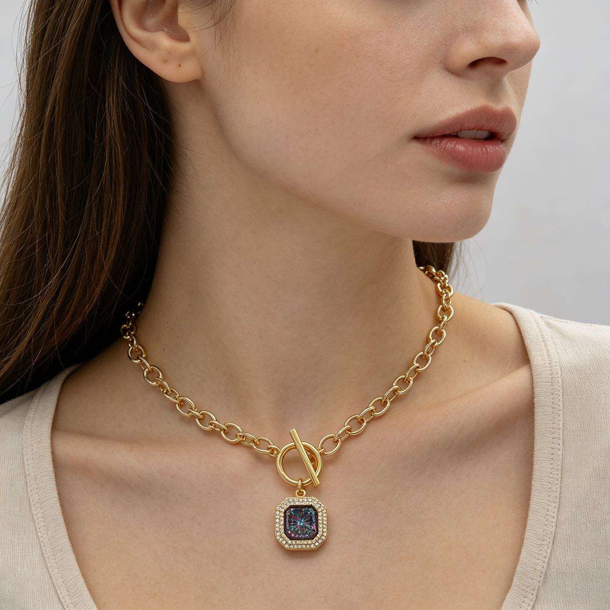 Handmade Customizable CZ Pendant Gold Plated Necklace