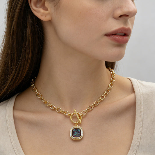 Handmade Customizable CZ Pendant Gold Plated Necklace