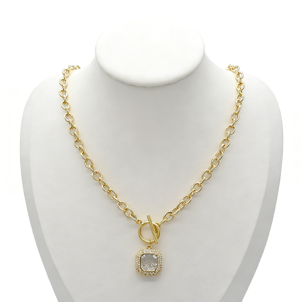 Handmade Customizable CZ Pendant Gold Plated Necklace