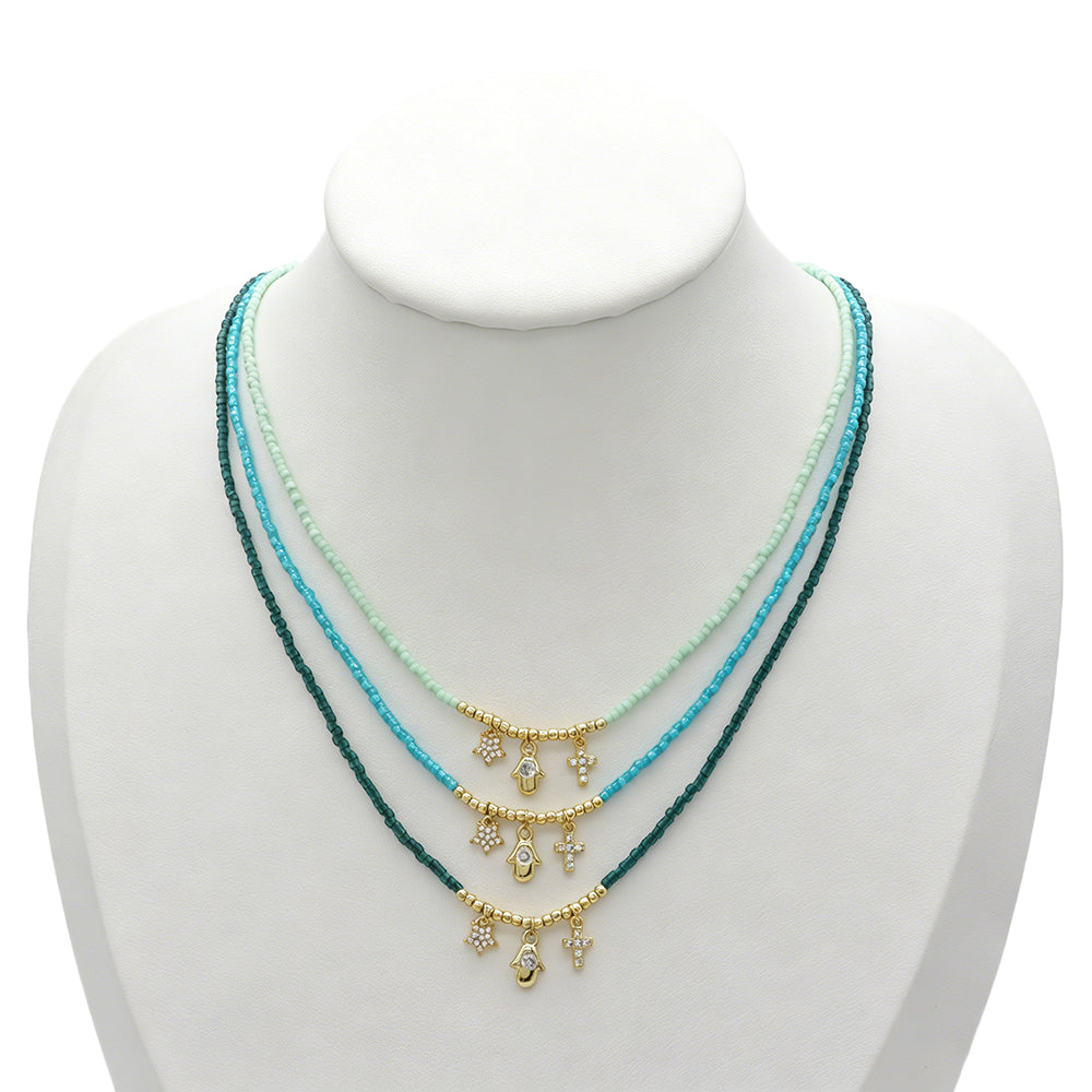 Handmade Customizable Miyuki Beads Necklace With Brass Pendant