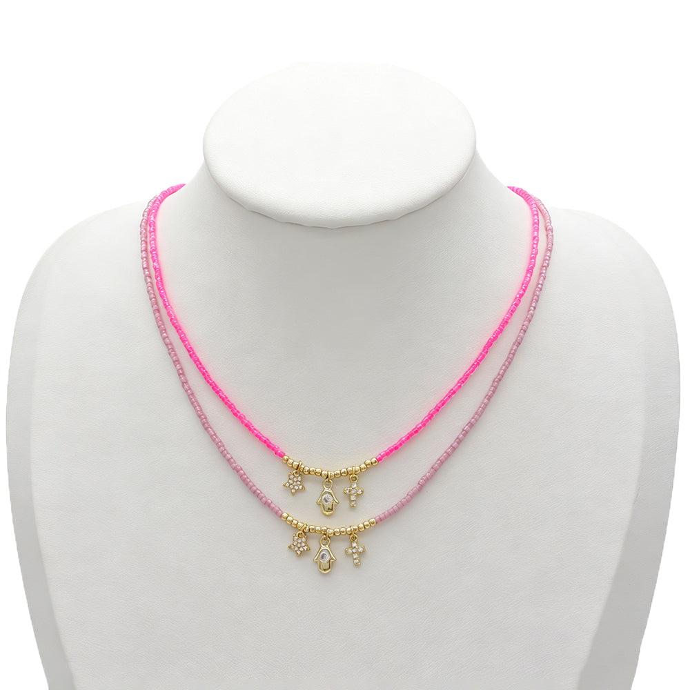 Handmade Customizable Miyuki Beads Necklace With Brass Pendant