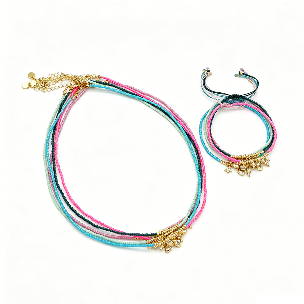 Handmade Customizable Miyuki Beads Necklace With Brass Pendant