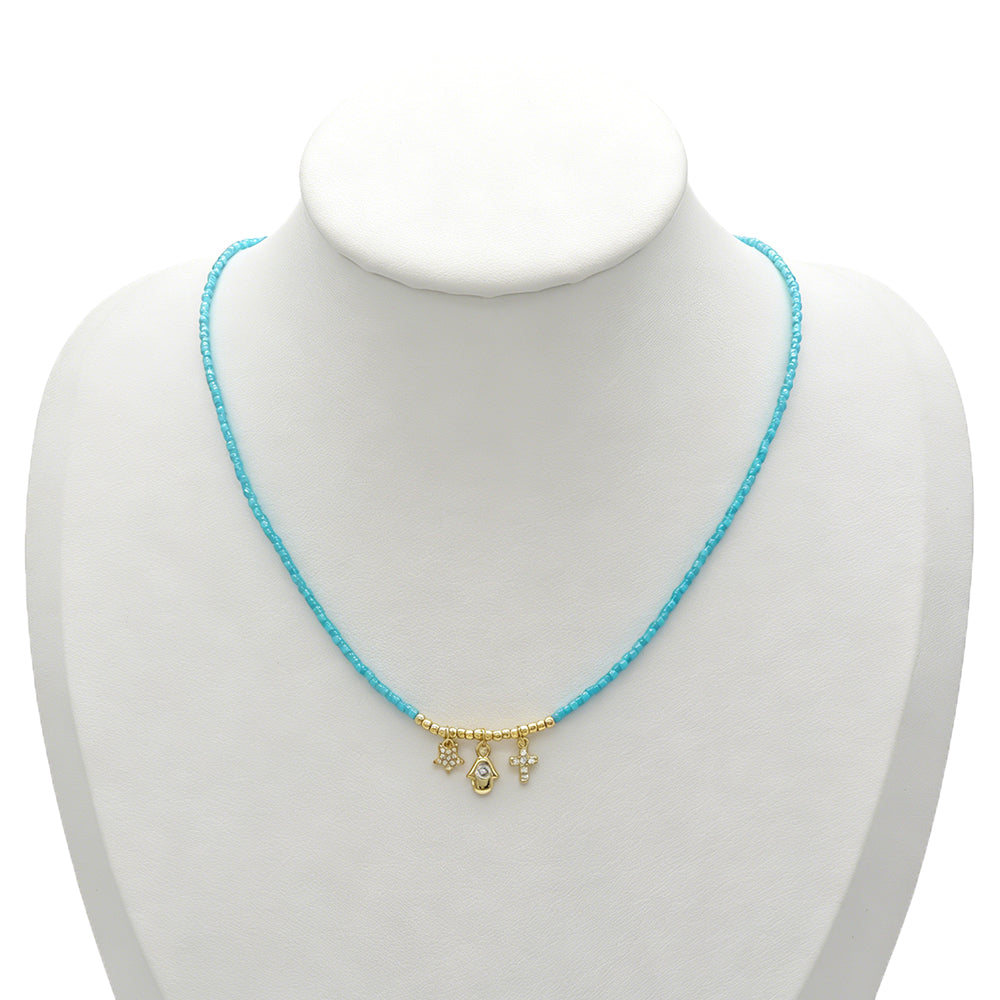 Handmade Customizable Miyuki Beads Necklace With Brass Pendant