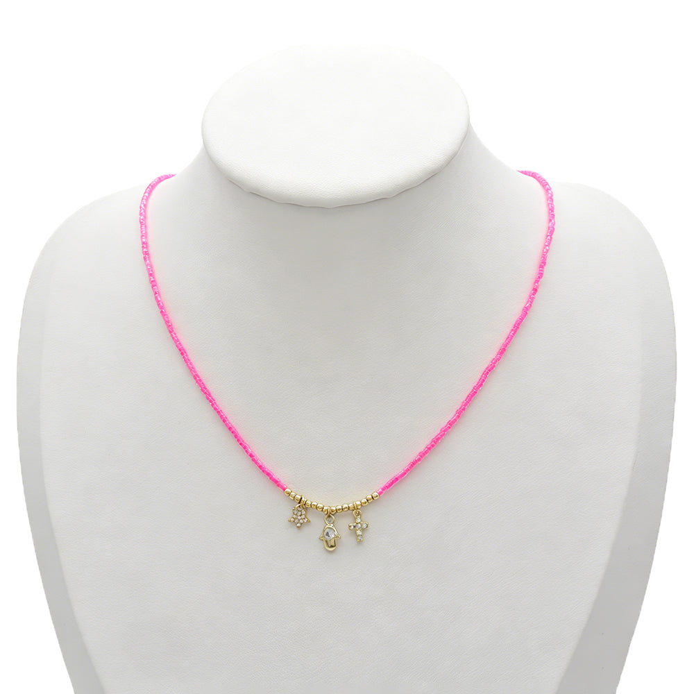 Handmade Customizable Miyuki Beads Necklace With Brass Pendant