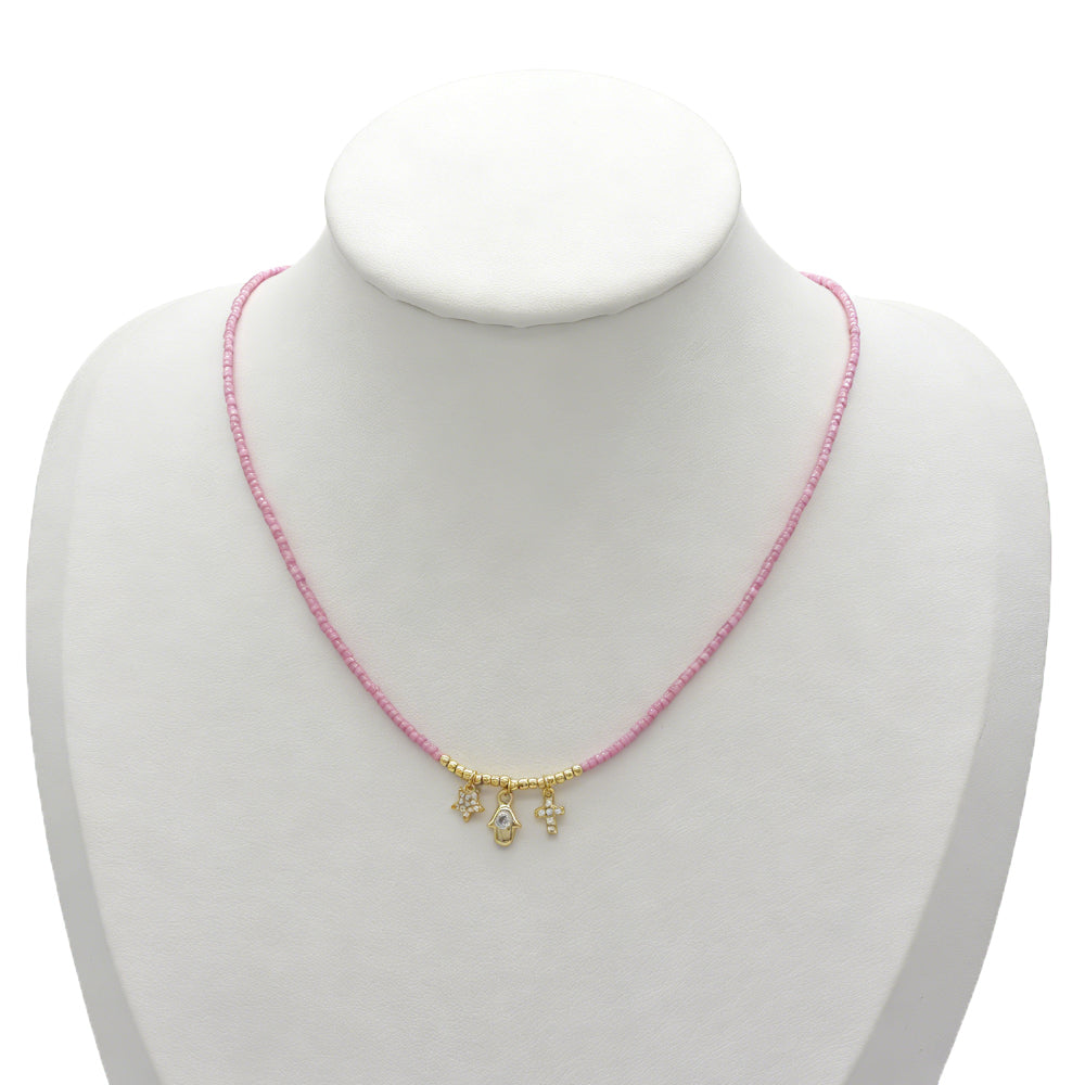 Handmade Customizable Miyuki Beads Necklace With Brass Pendant