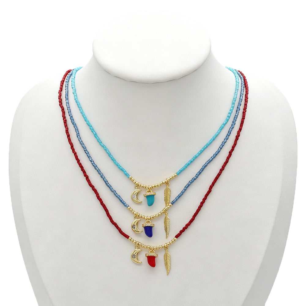 Handmade Customizable Miyuki Beads Necklace With Enamel Pendant
