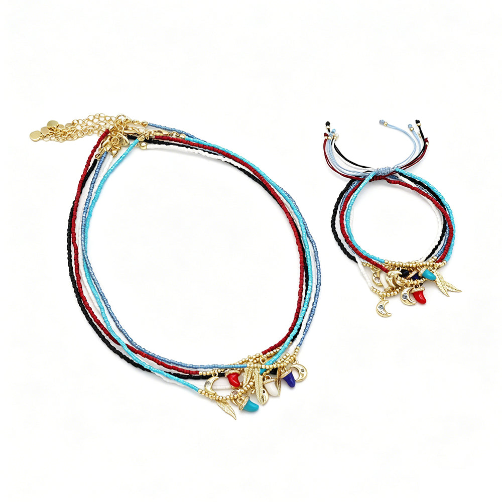 Handmade Customizable Miyuki Beads Necklace With Enamel Pendant