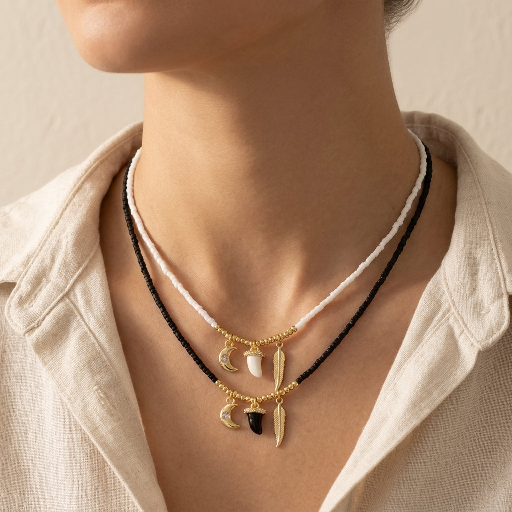 Handmade Customizable Miyuki Beads Necklace With Enamel Pendant