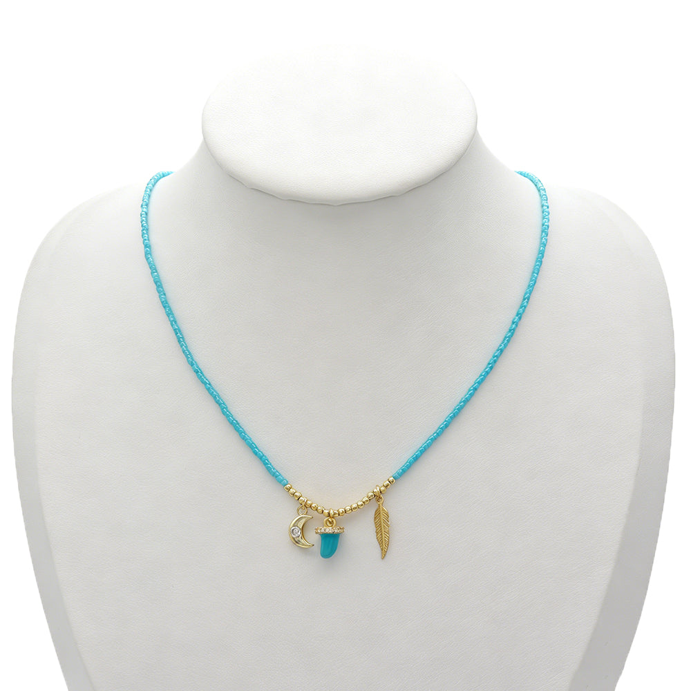 Handmade Customizable Miyuki Beads Necklace With Enamel Pendant