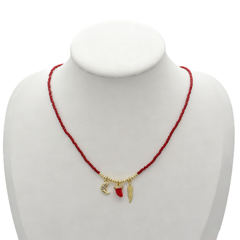 Handmade Customizable Miyuki Beads Necklace With Enamel Pendant