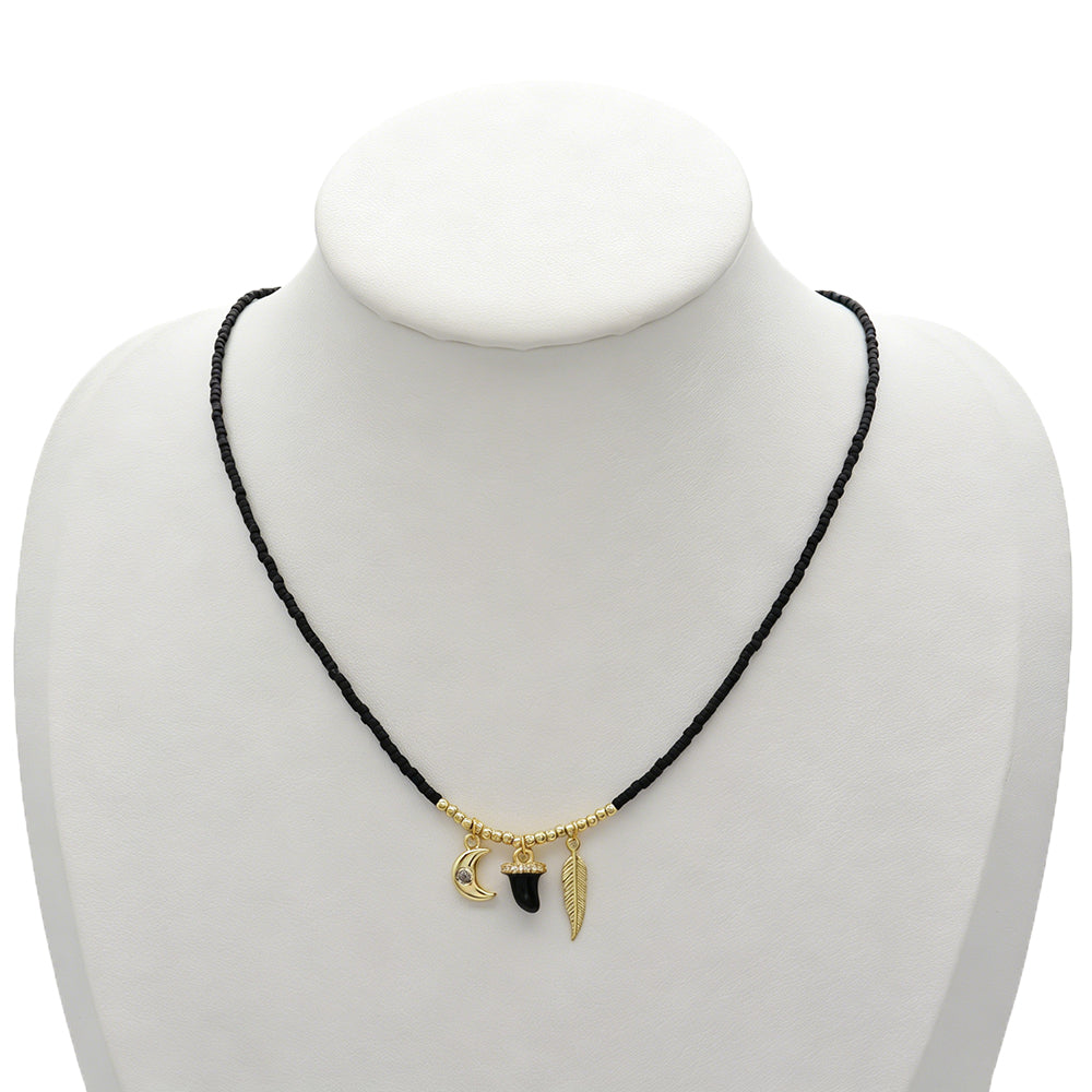 Handmade Customizable Miyuki Beads Necklace With Enamel Pendant