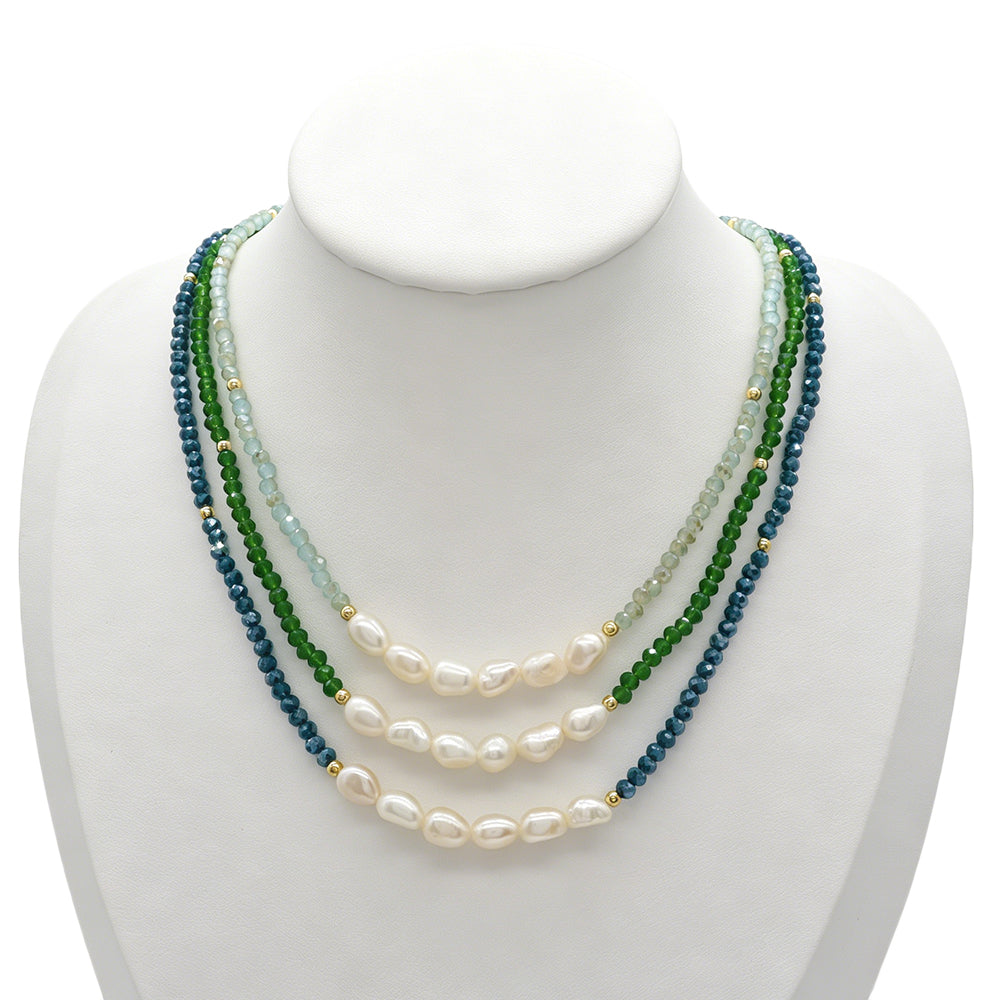 Handmade Customizable Glass Crystal Necklace With Fresh Water Pearl