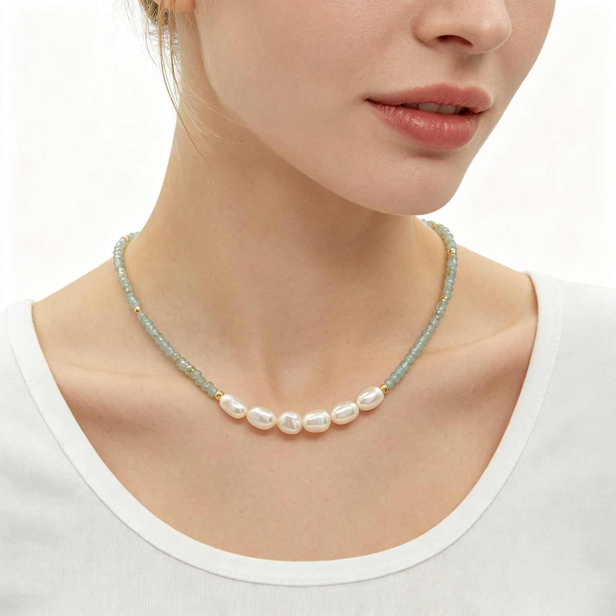 Handmade Customizable Glass Crystal Necklace With Fresh Water Pearl