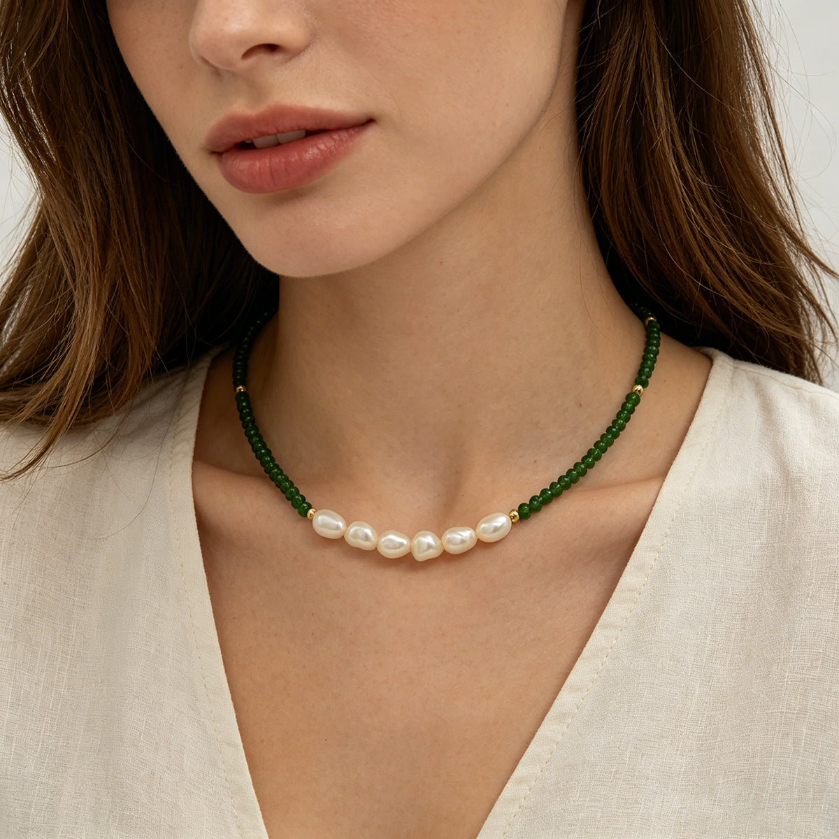 Handmade Customizable Glass Crystal Necklace With Fresh Water Pearl