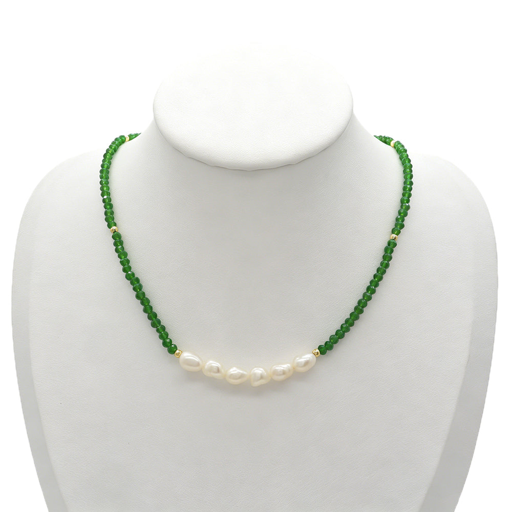 Handmade Customizable Glass Crystal Necklace With Fresh Water Pearl