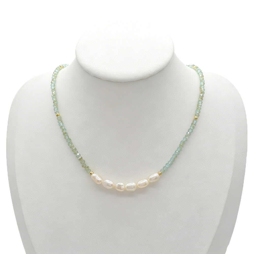 Handmade Customizable Glass Crystal Necklace With Fresh Water Pearl