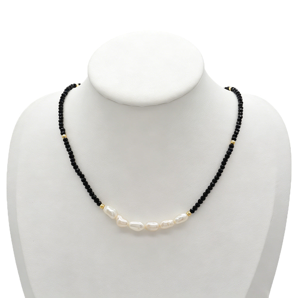 Handmade Customizable Glass Crystal Necklace With Fresh Water Pearl
