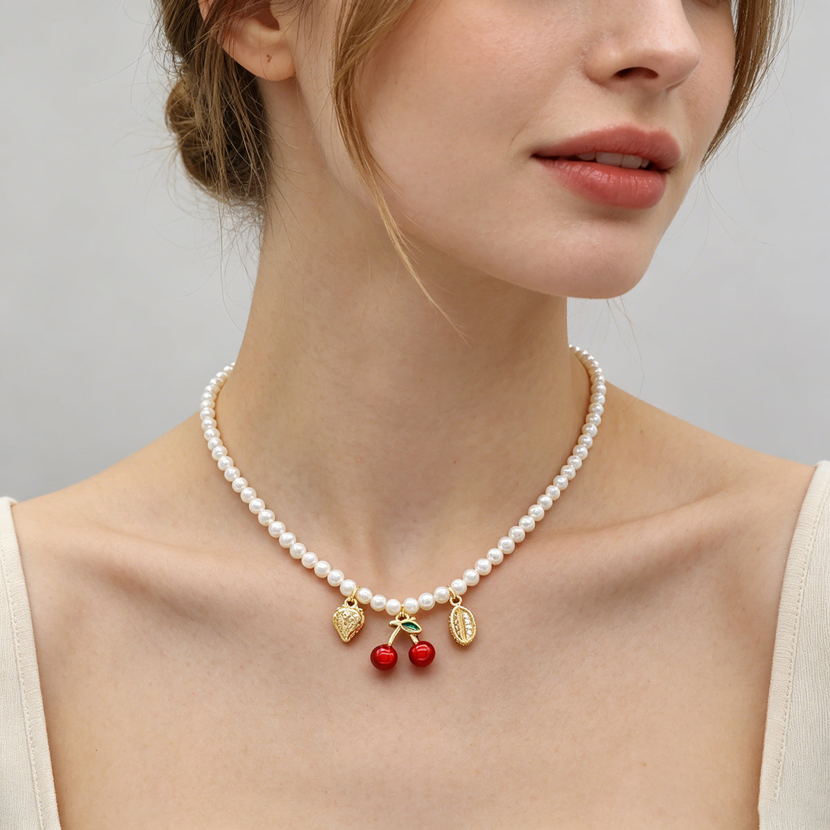Handmade Customizable Fresh Water Pearl Necklace With Enamel Brass Pendant