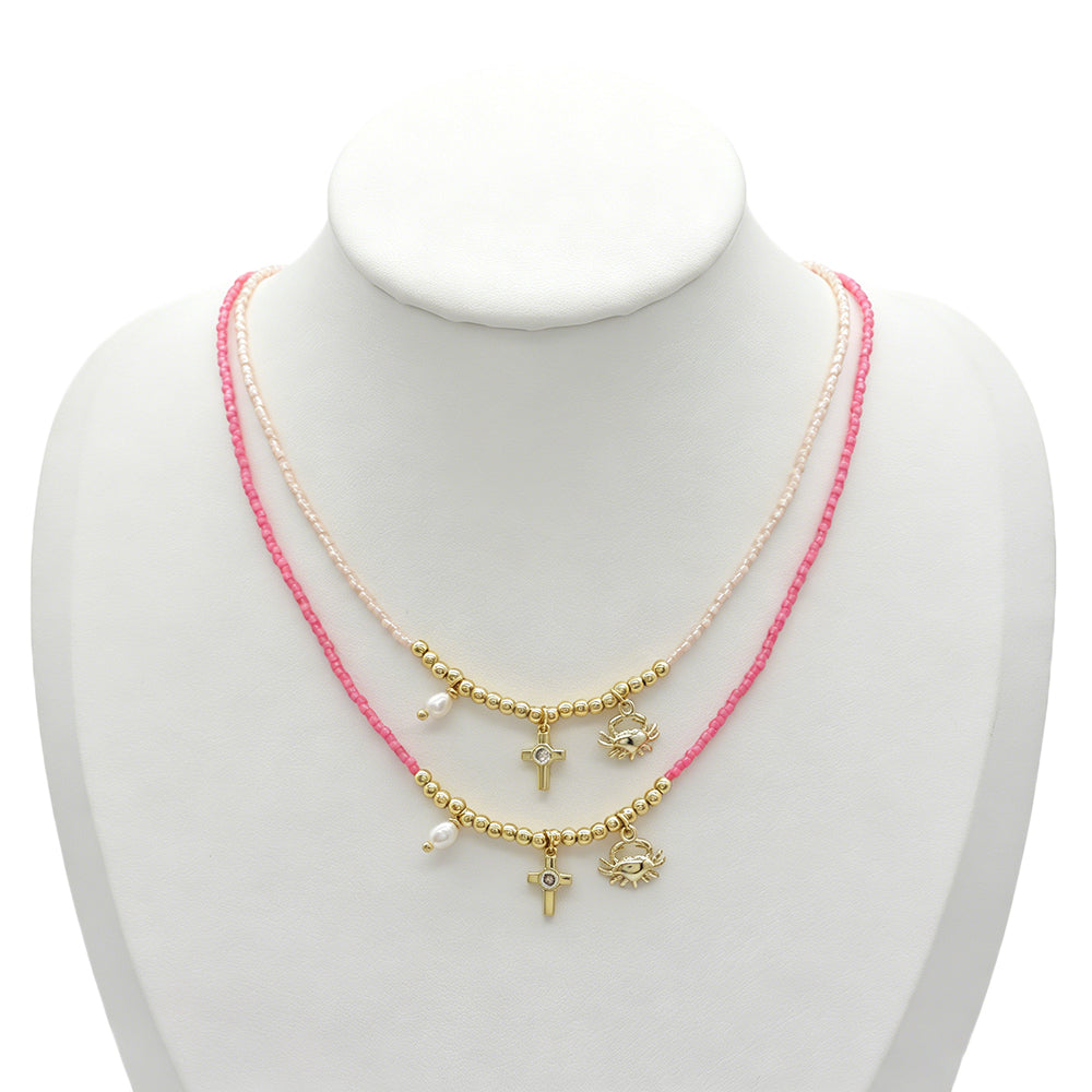 Handmade Customizable Miyuki Beads Necklace With Pearl Brass Pendant