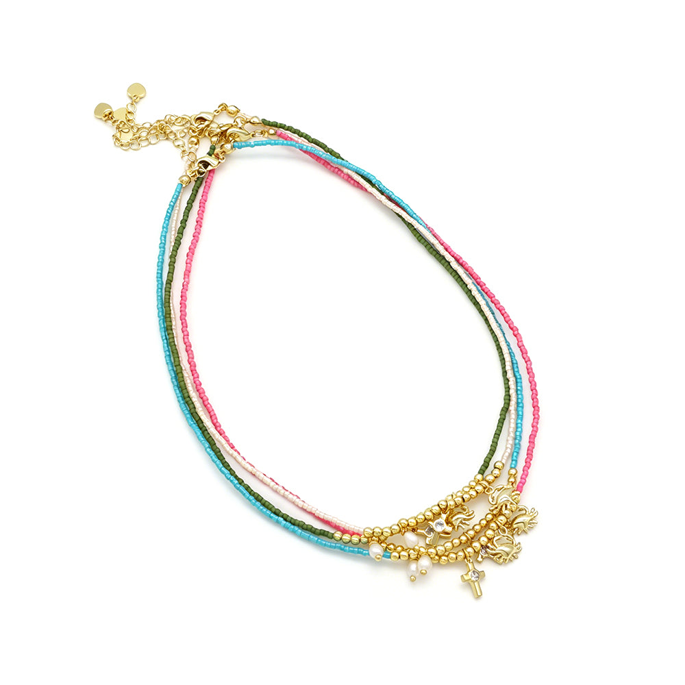 Handmade Customizable Miyuki Beads Necklace With Pearl Brass Pendant