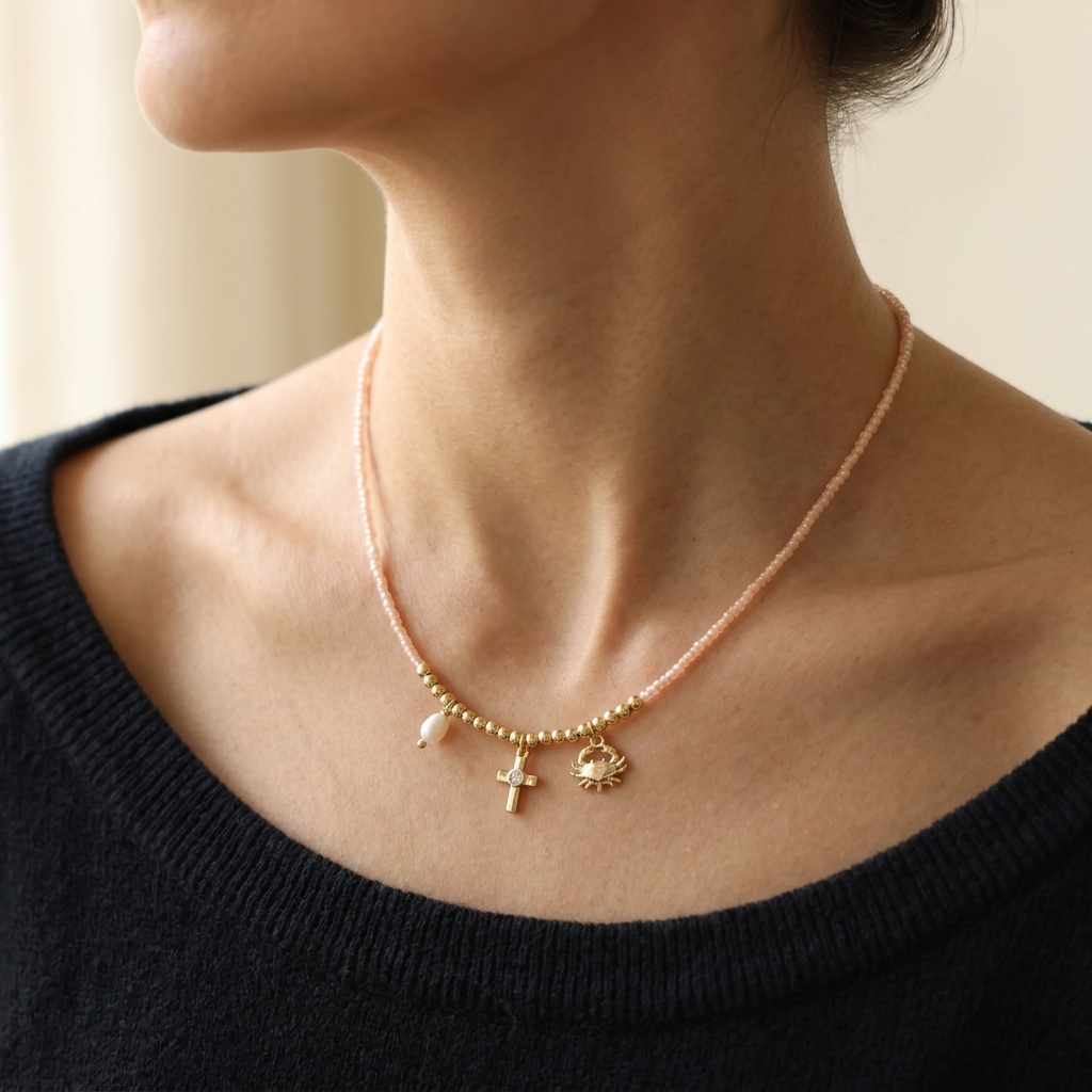Handmade Customizable Miyuki Beads Necklace With Pearl Brass Pendant