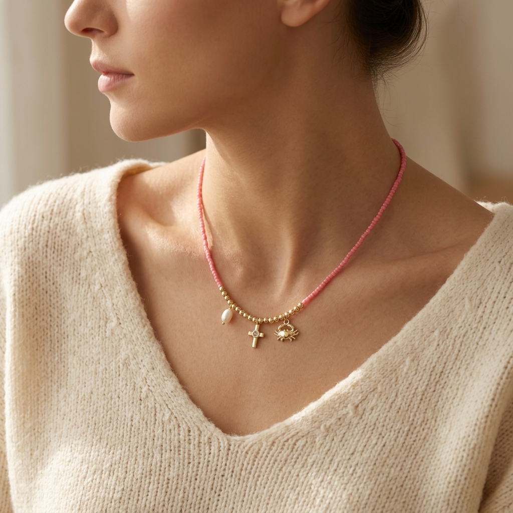 Handmade Customizable Miyuki Beads Necklace With Pearl Brass Pendant
