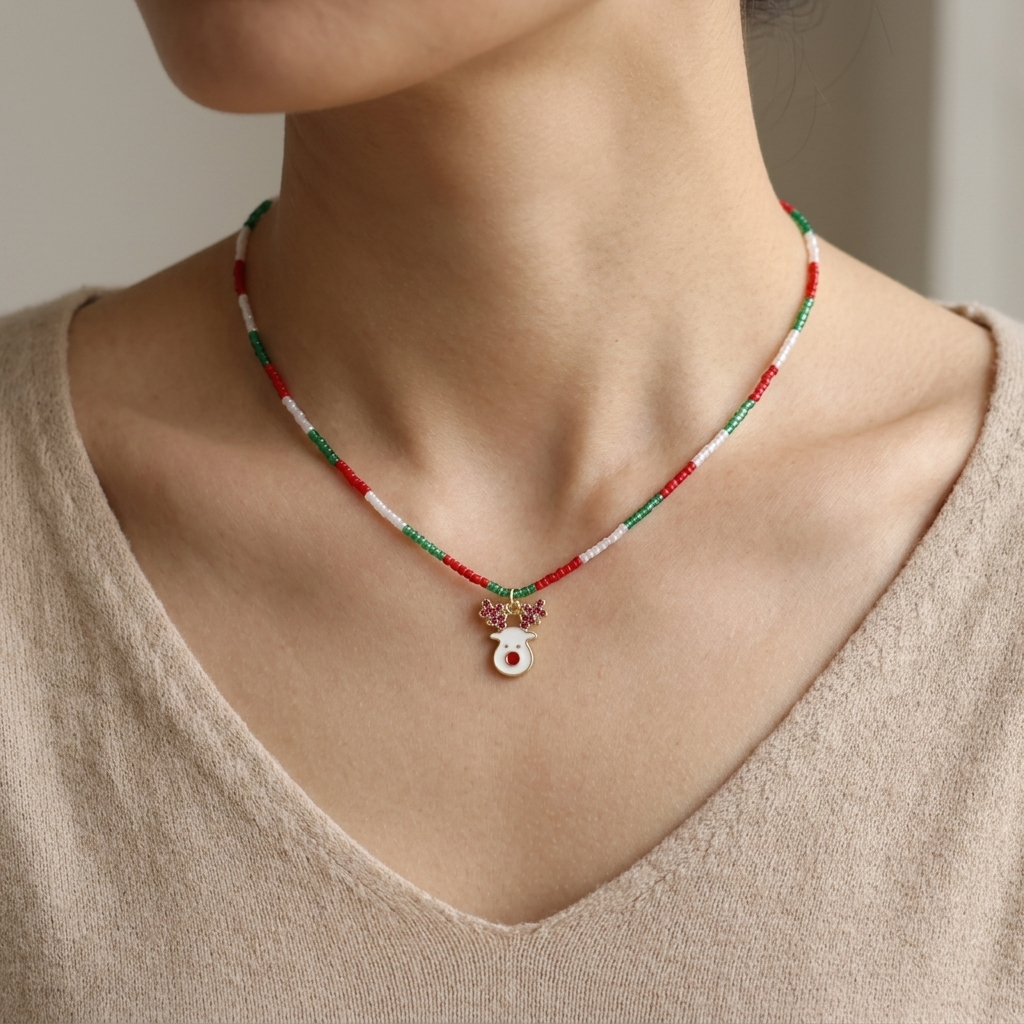 Handmade Customizable Miyuki Beads Necklace With Enamel Pendant