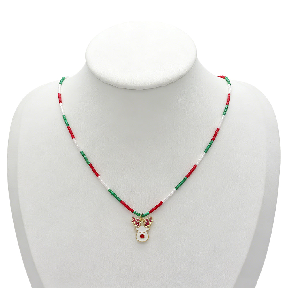 Handmade Customizable Miyuki Beads Necklace With Enamel Pendant