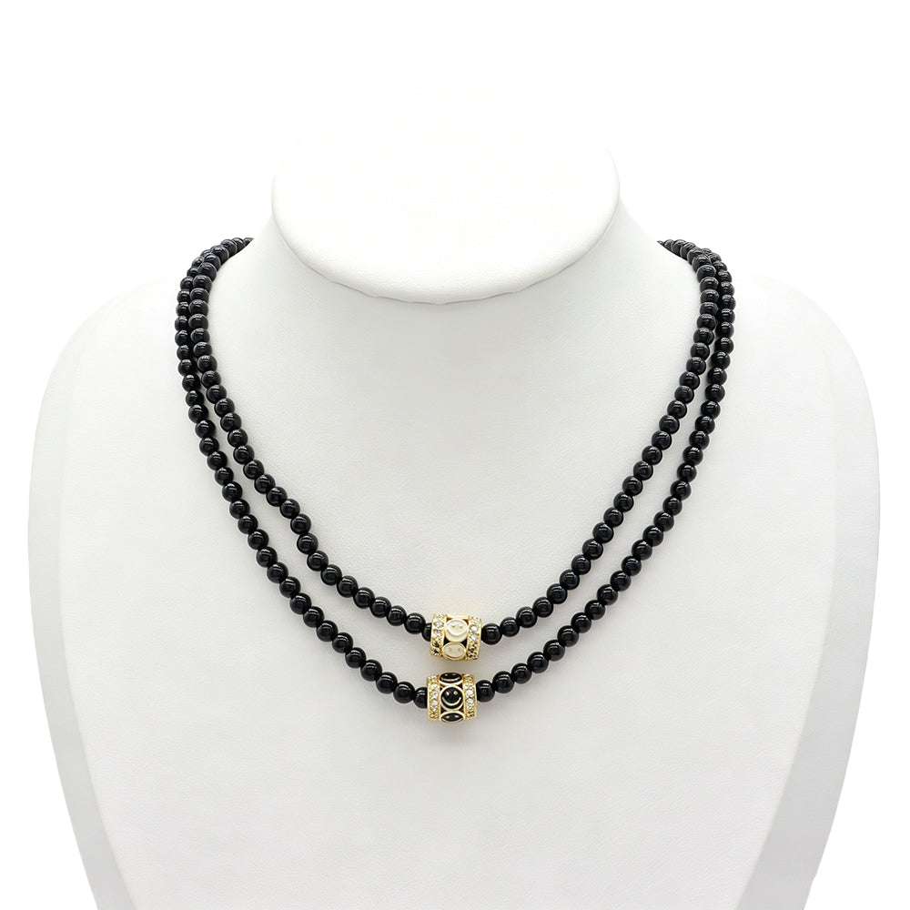 Handmade Customizable Natural Stone Beads Necklace With Enamel Pendant