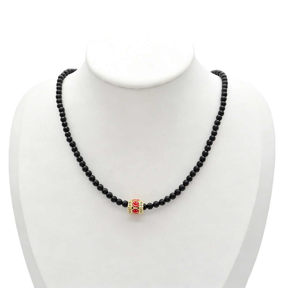 Handmade Customizable Natural Stone Beads Necklace With Enamel Pendant