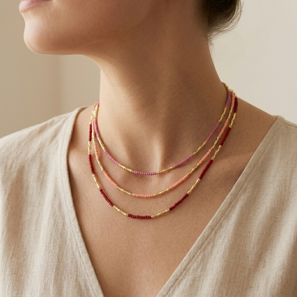 Handmade Multi-colour Miyuki Beads Necklace Jewely Set