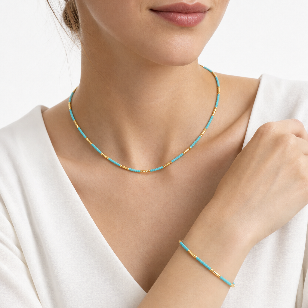Handmade Multi-colour Miyuki Beads Necklace Jewely Set