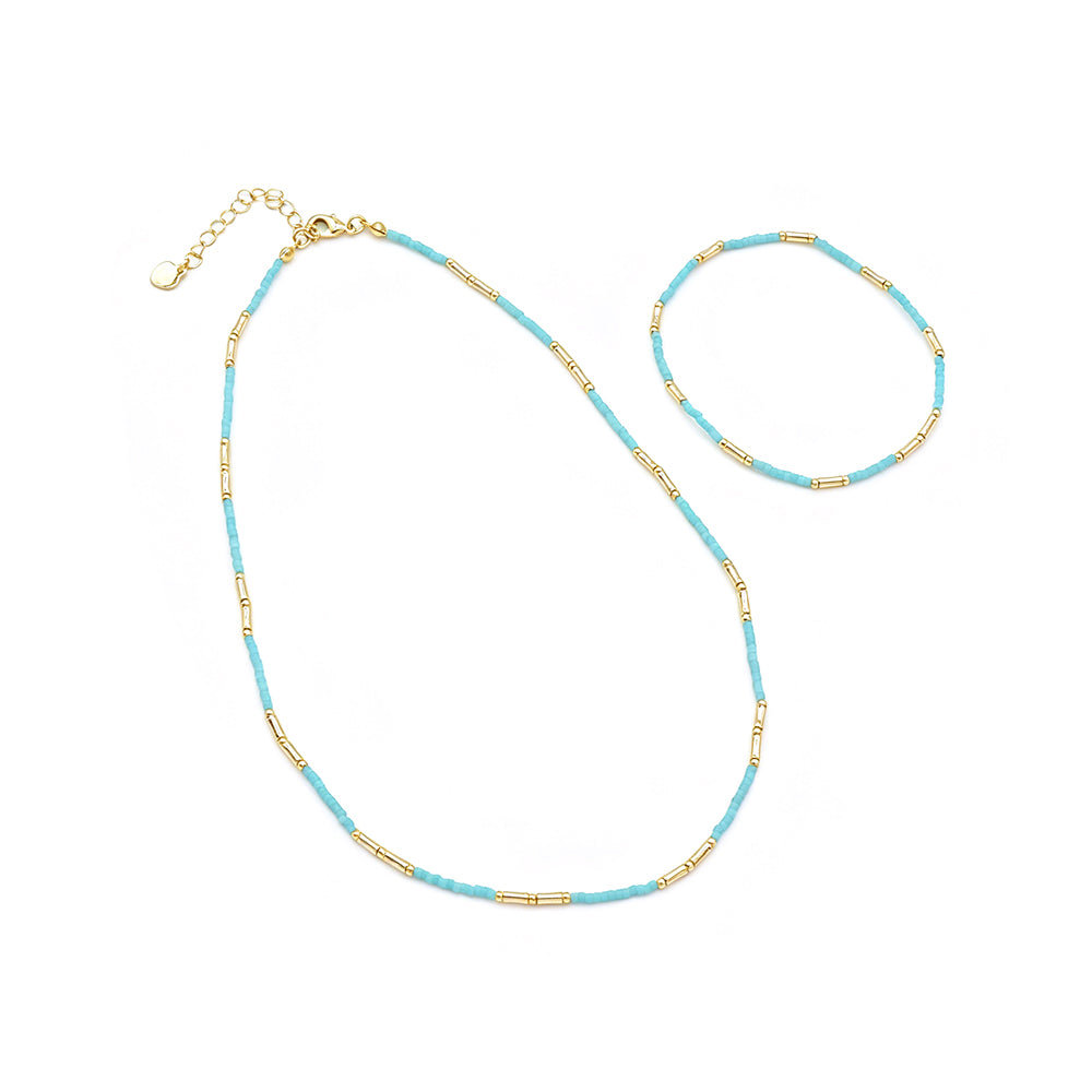Handmade Multi-colour Miyuki Beads Necklace Jewely Set