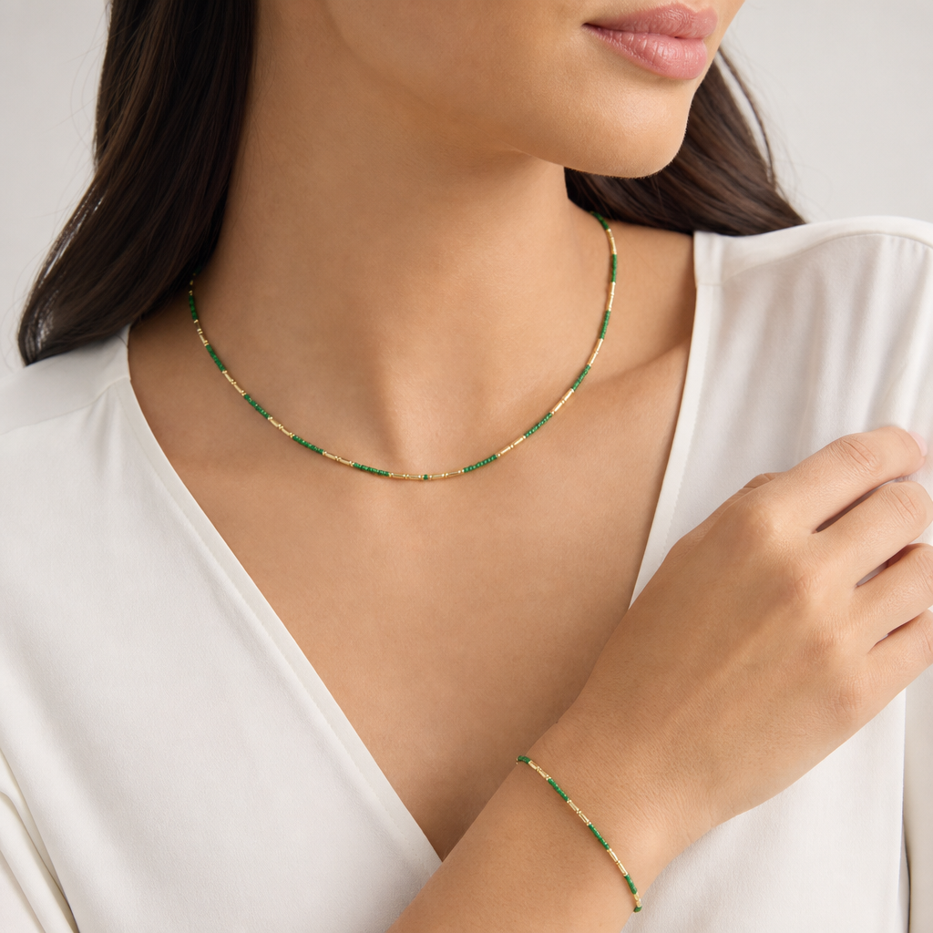 Handmade Multi-colour Miyuki Beads Necklace Jewely Set