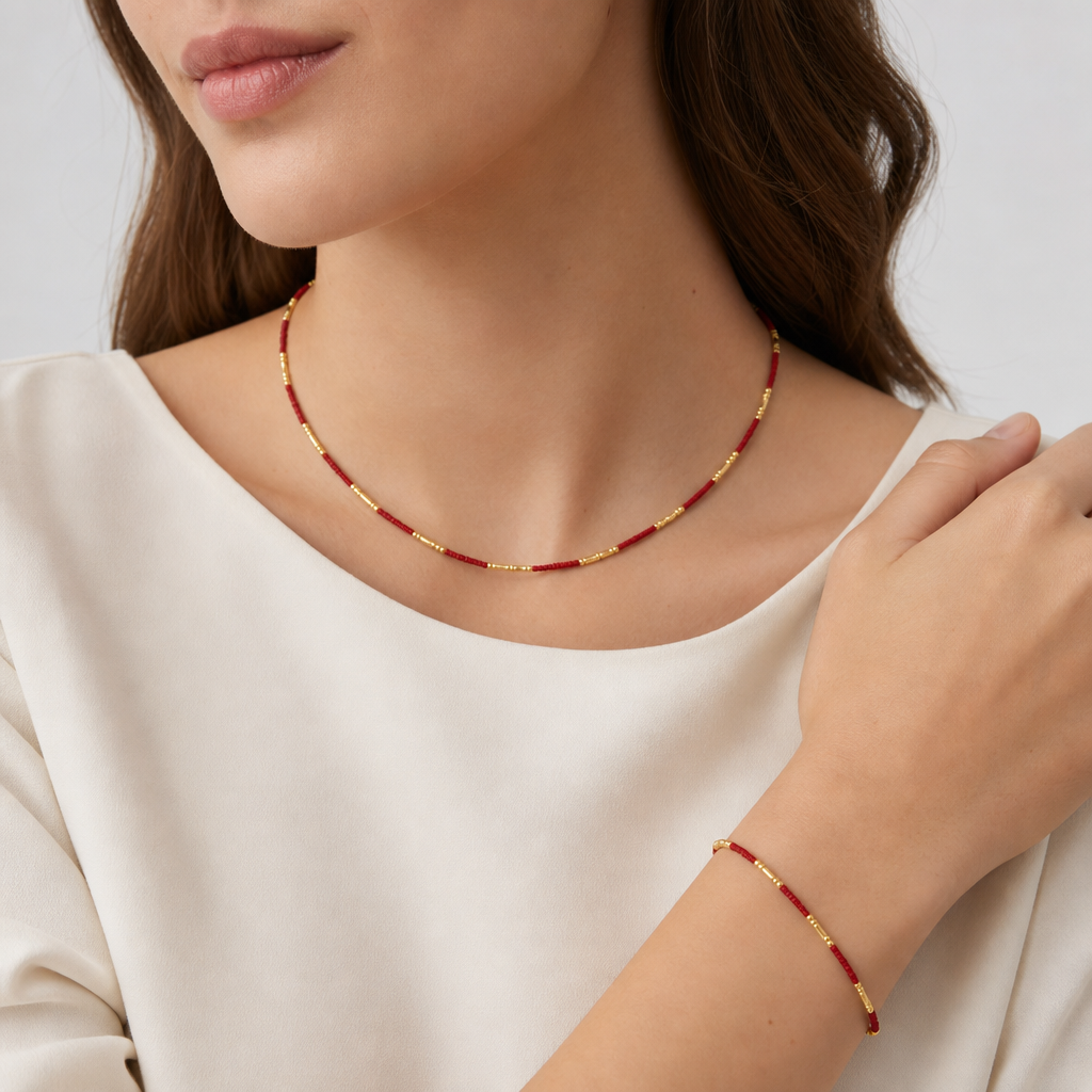 Handmade Multi-colour Miyuki Beads Necklace Jewely Set