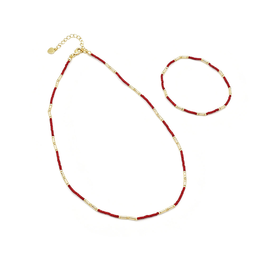 Handmade Multi-colour Miyuki Beads Necklace Jewely Set